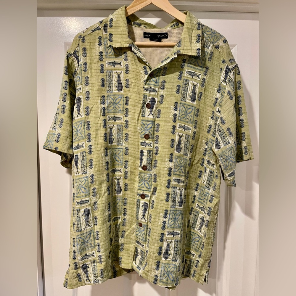 ExOfficio Vented Fishing Shirt Button Up Short Sleeve Sport Fish - L